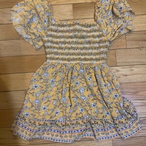 Miami Yellow Floral Puff Sleeve Mini Dress